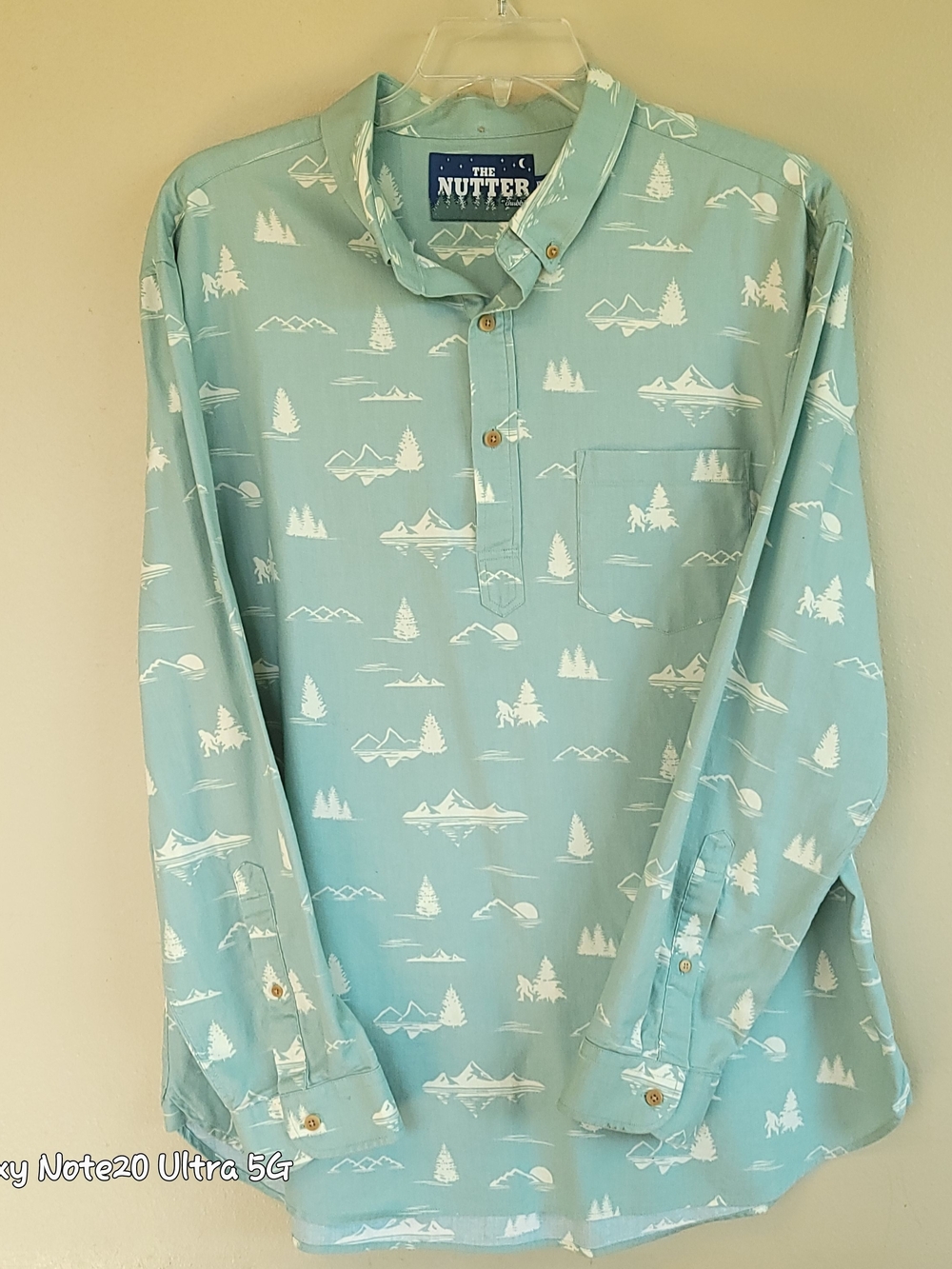 Chubbies The Nutter Mountain Pine Tree Flannel Shirt XXL Mint Green Like New